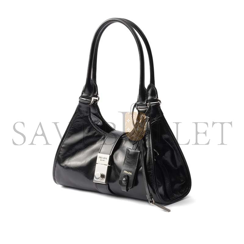 PRADA SMALL PUSH-LOCK LEATHER TOTE (26*22*18cm)